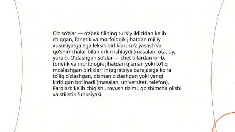 Oʻzbek tili leksikasida oʼz va oʼzlashgan soʻzlar 3