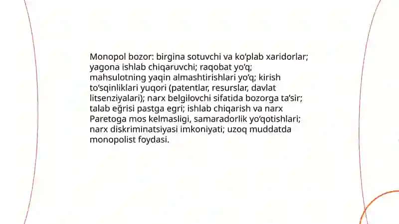 Monopol narx belgilash va bozor hokimiyati 3