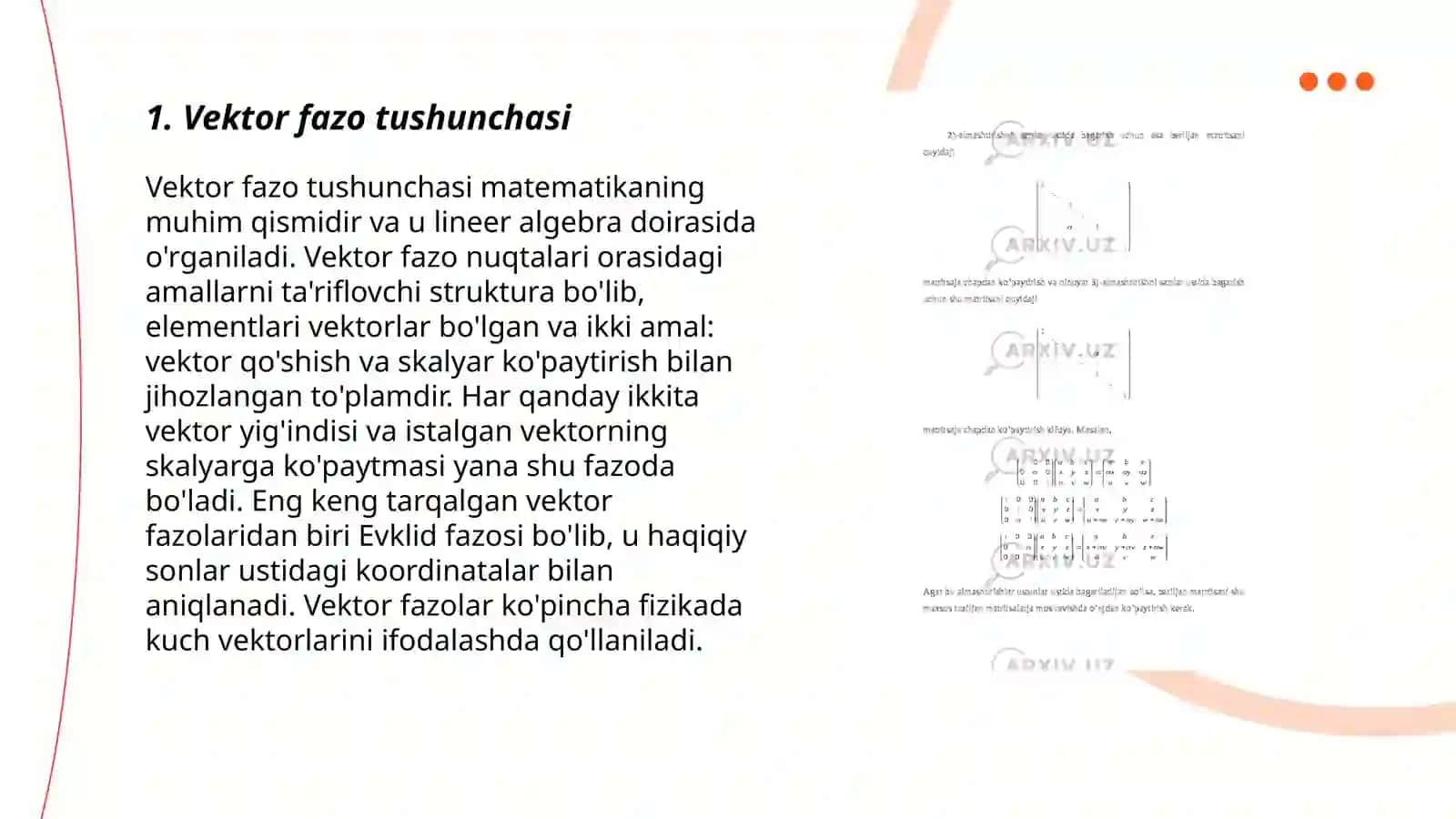 n oʻlchamli vektor fazo 3