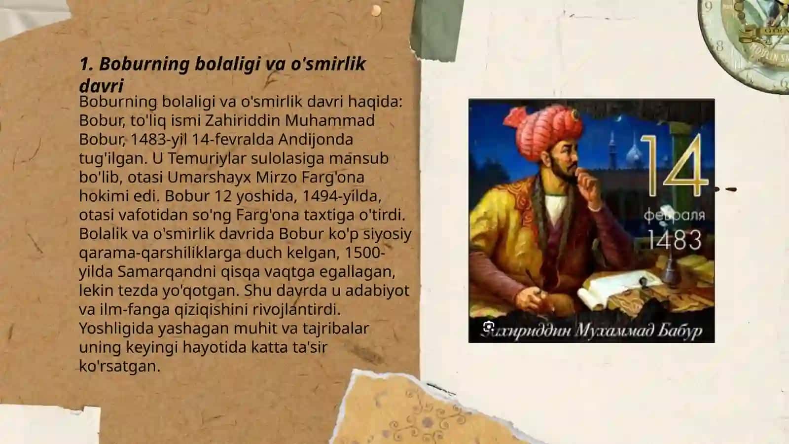 Boburning bolaligi va o'smirlik davri 3
