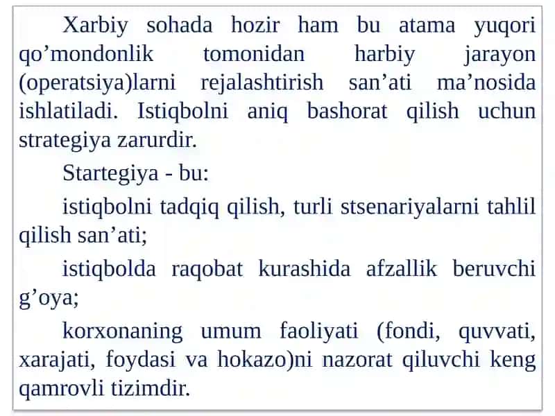 Strategik Rejalashtirish va Boshqarish 3