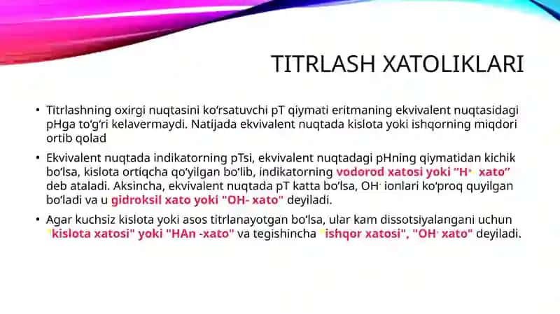 titrlash egriLARI VA xatoliklari. 3