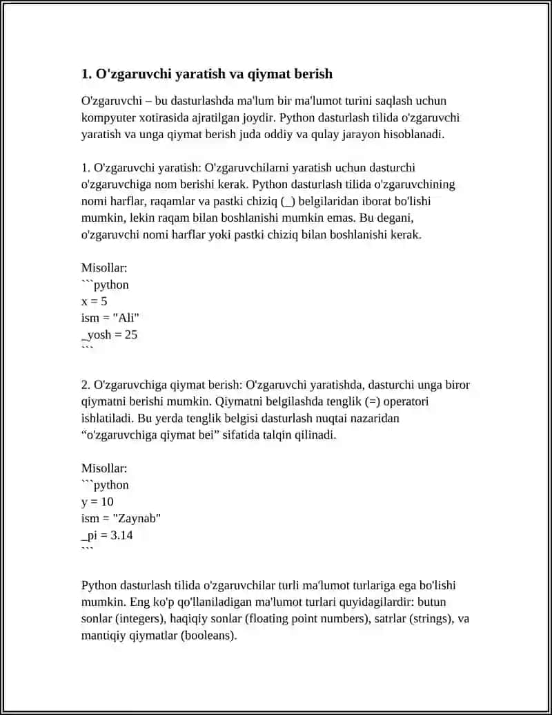 PYTHONDA O'ZGARUVCHILAR BILAN ISHLASH 3