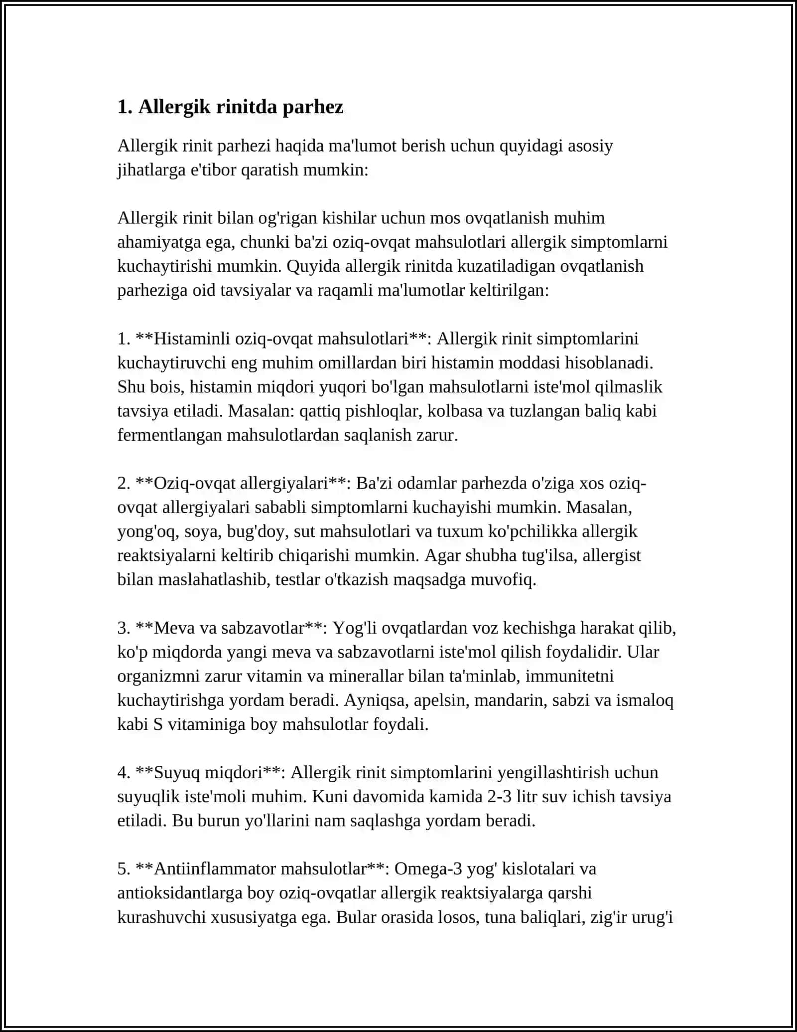 ALLERGIK KASALLIKLARDA DAVOLOVCHI PARHEZ STOLI 3