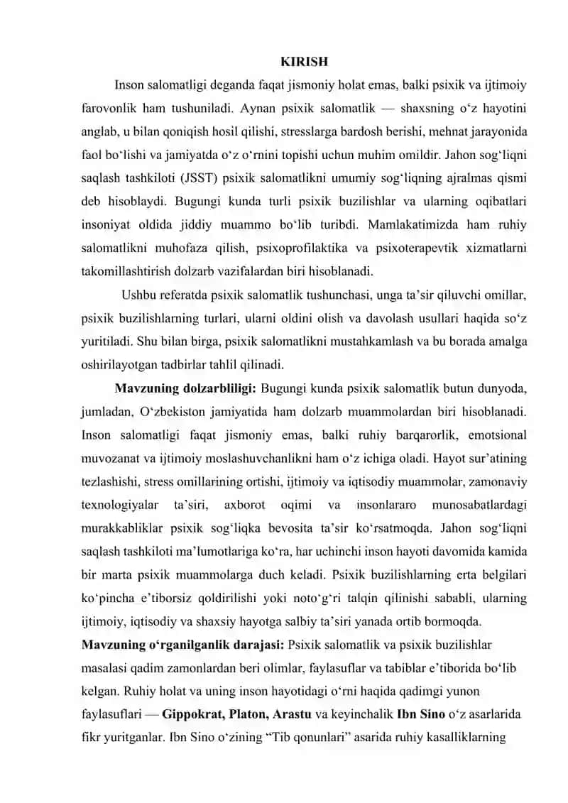 PSIXIK SALOMATLIK VA PSIXIK BUZILISHLAR 3