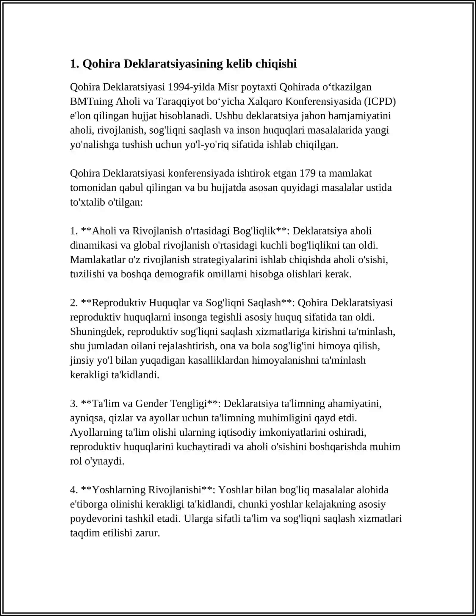 Qohira Deklaratsiyasi Tarixi va Mazmuni 3