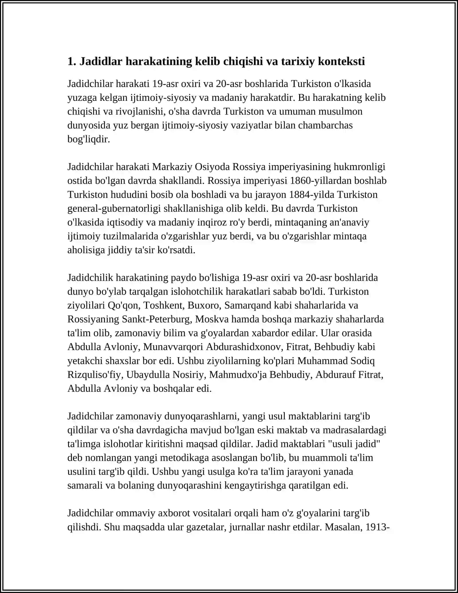 Jadidlar Harakati Referat 3