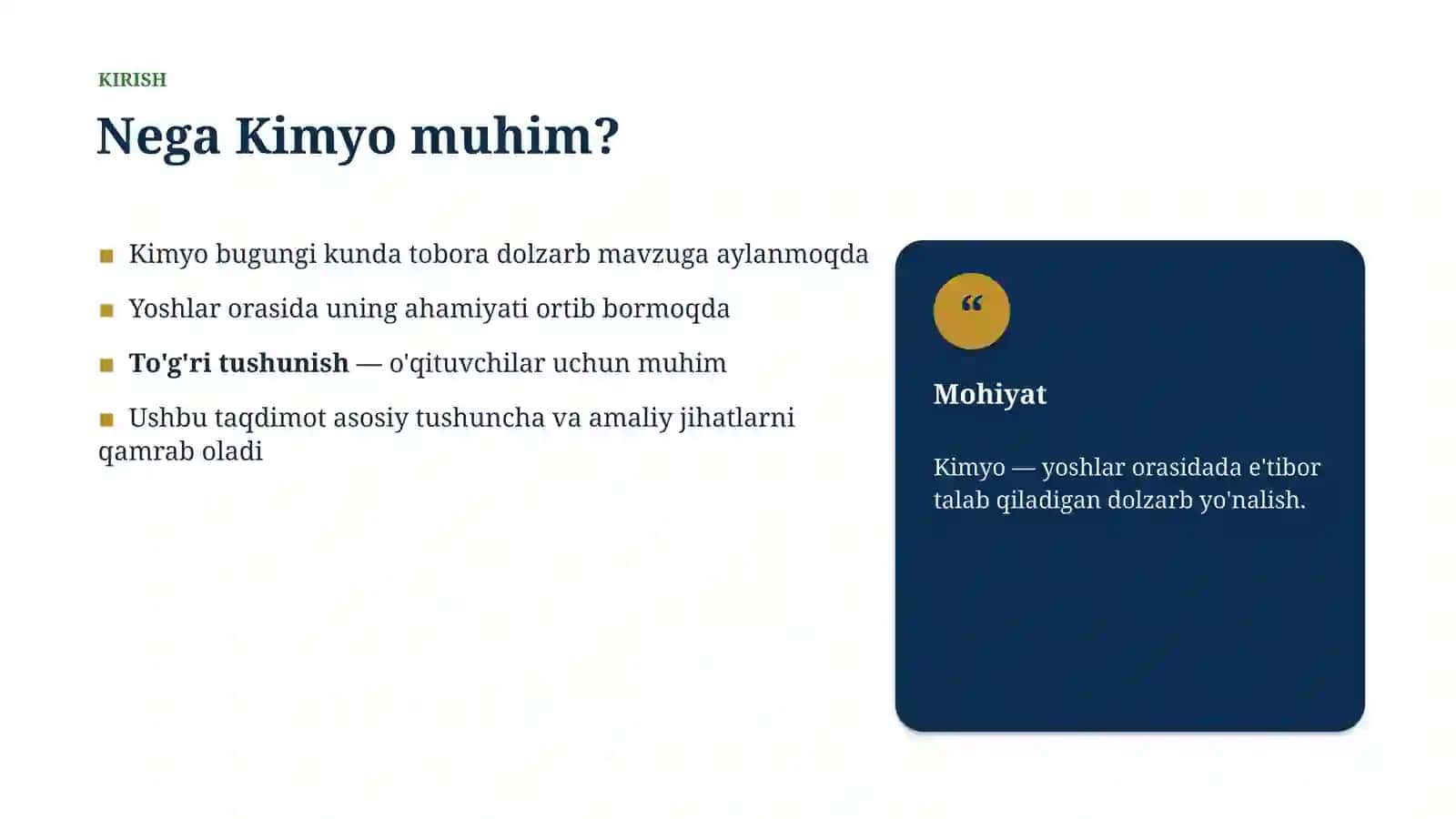 Yoshlar Orasida • #303003 - Kimyo Muammolari va Yechimlari 3