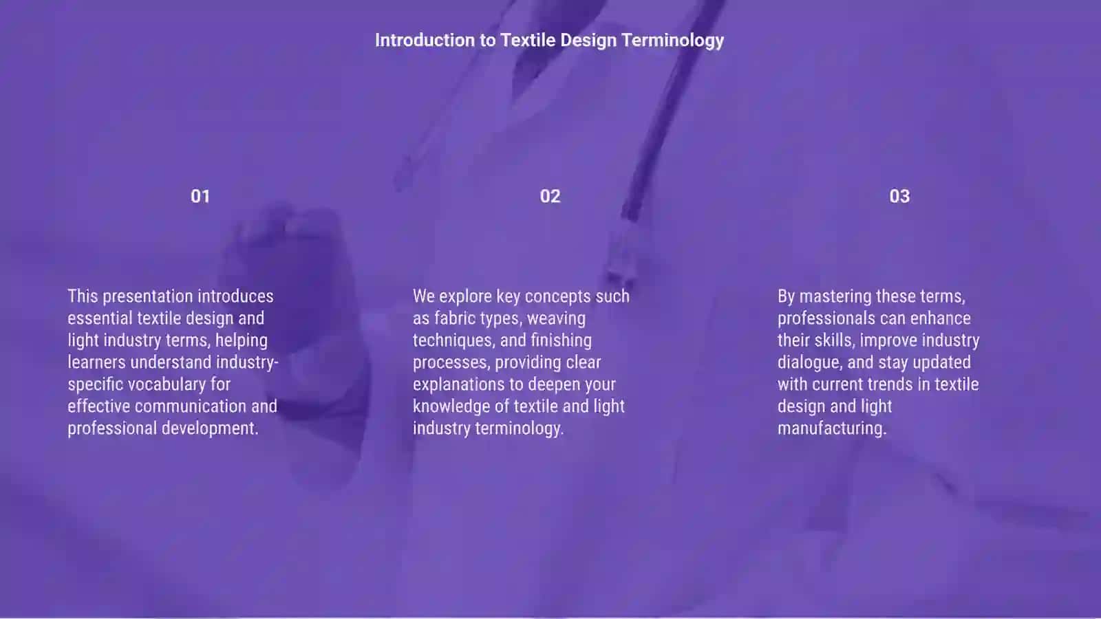 Translation of terms related to textile design and light industry 3