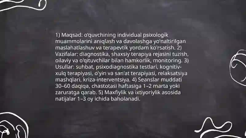 Maktab psixologining asosiy faoliyat turi 3
