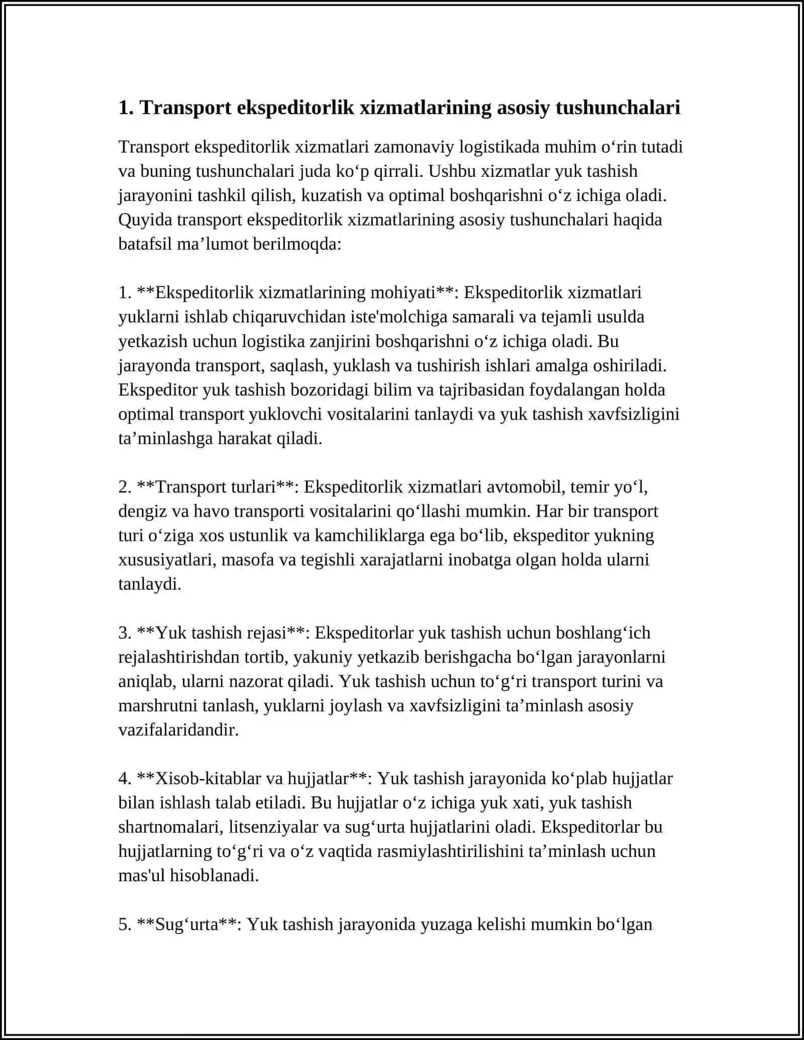 TRANSPORT EKSPEDITORLIK XIZMATLARI 3