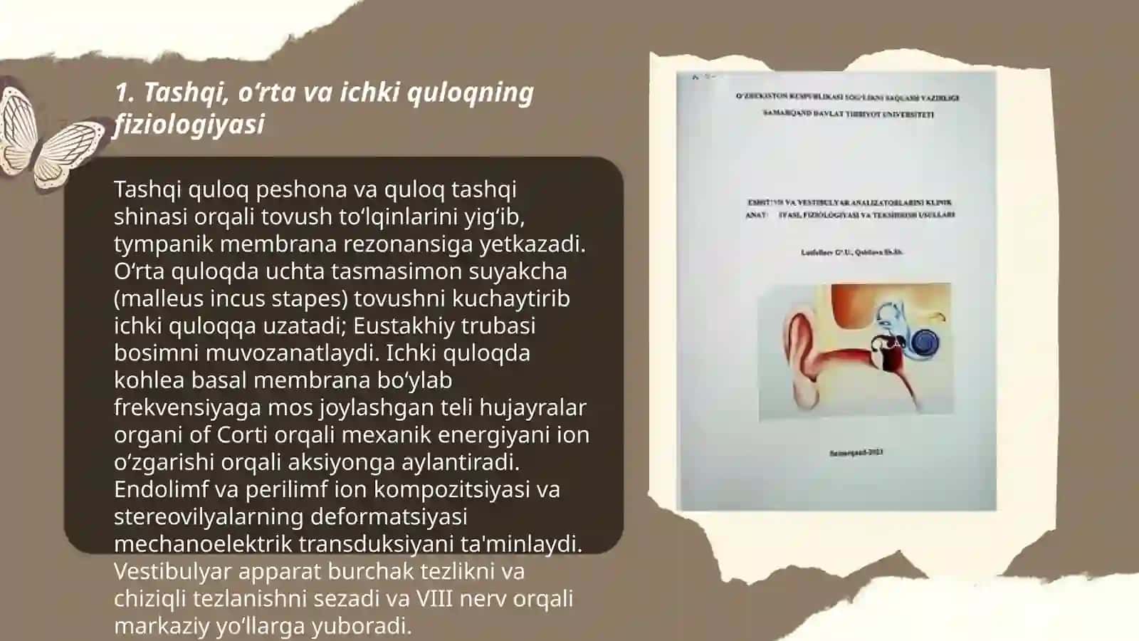Eshituv va vestibular analizatorlar fiziologiyasi 3