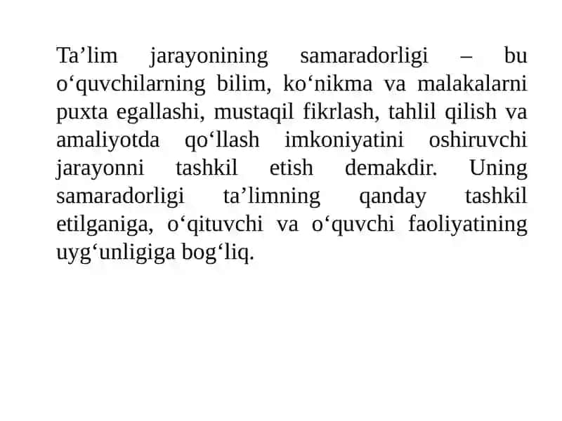 Ta'limolish jarayonini samarali tashkilotish 3