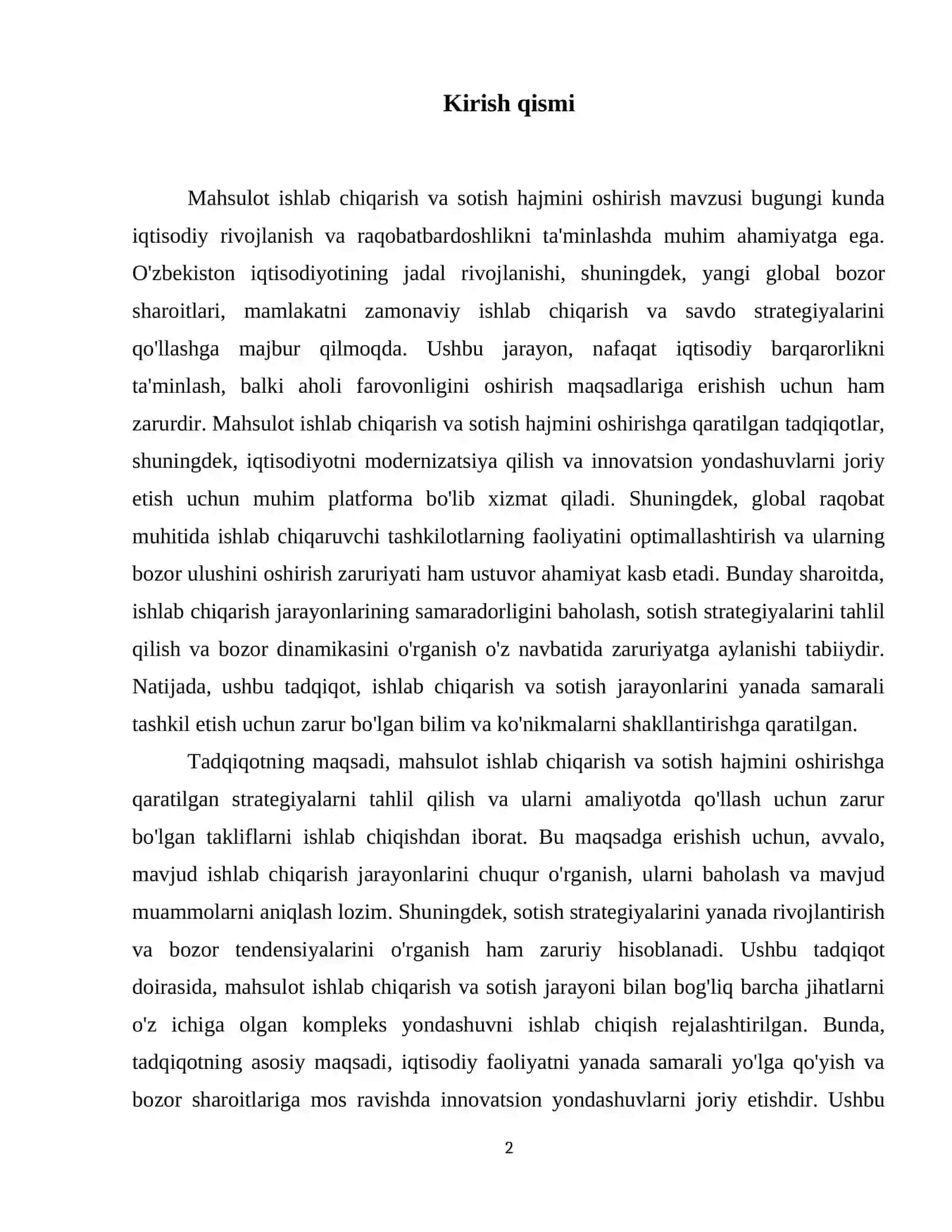 Mahsulot ishlab chiqarish va sotish hajmini oshirish 3
