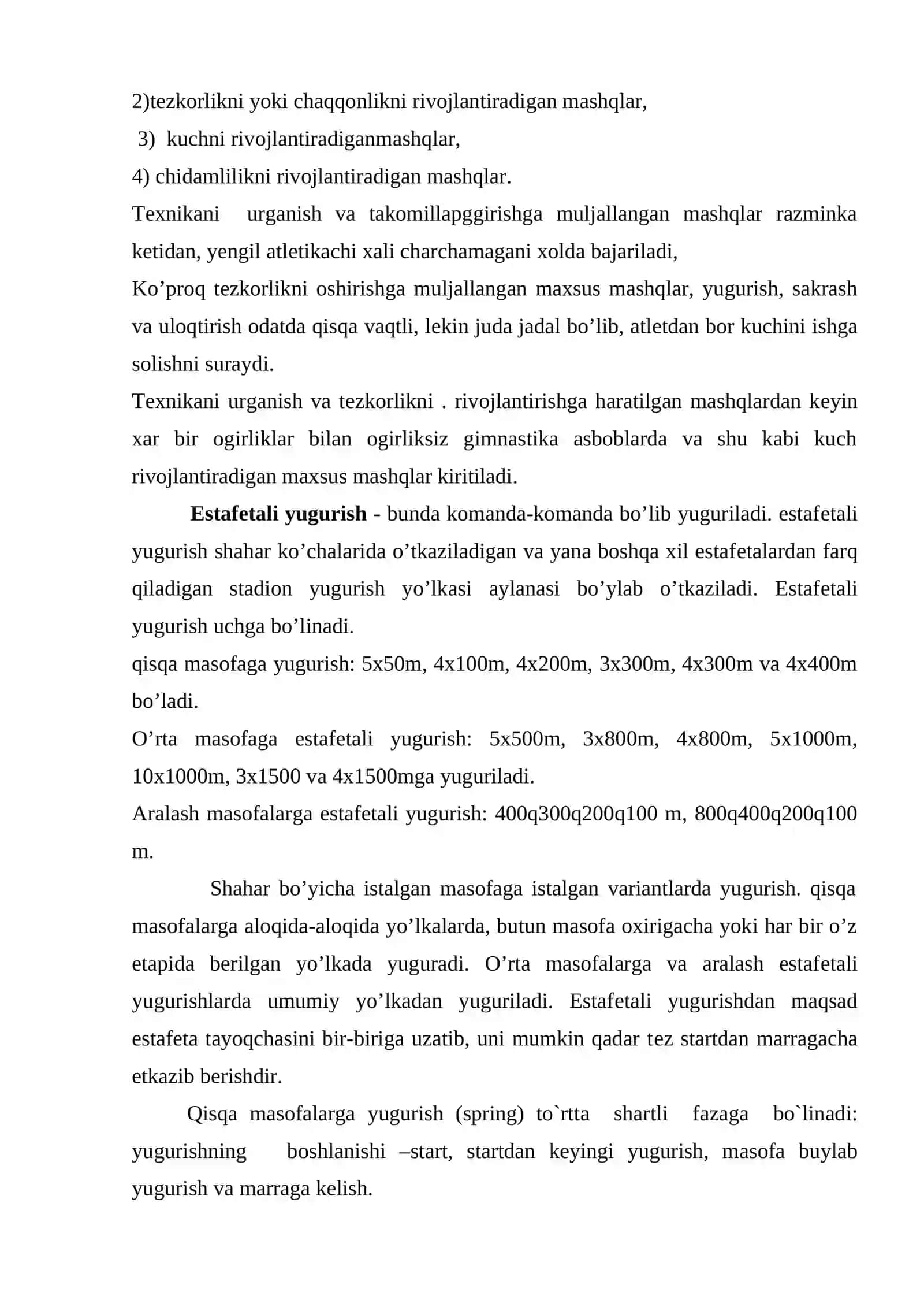 Estafeta yugurish texnikasini o'rgatish uslubiyati 3