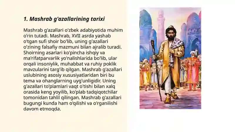 Mashrab g'azallari, matni ustida ishlash 3