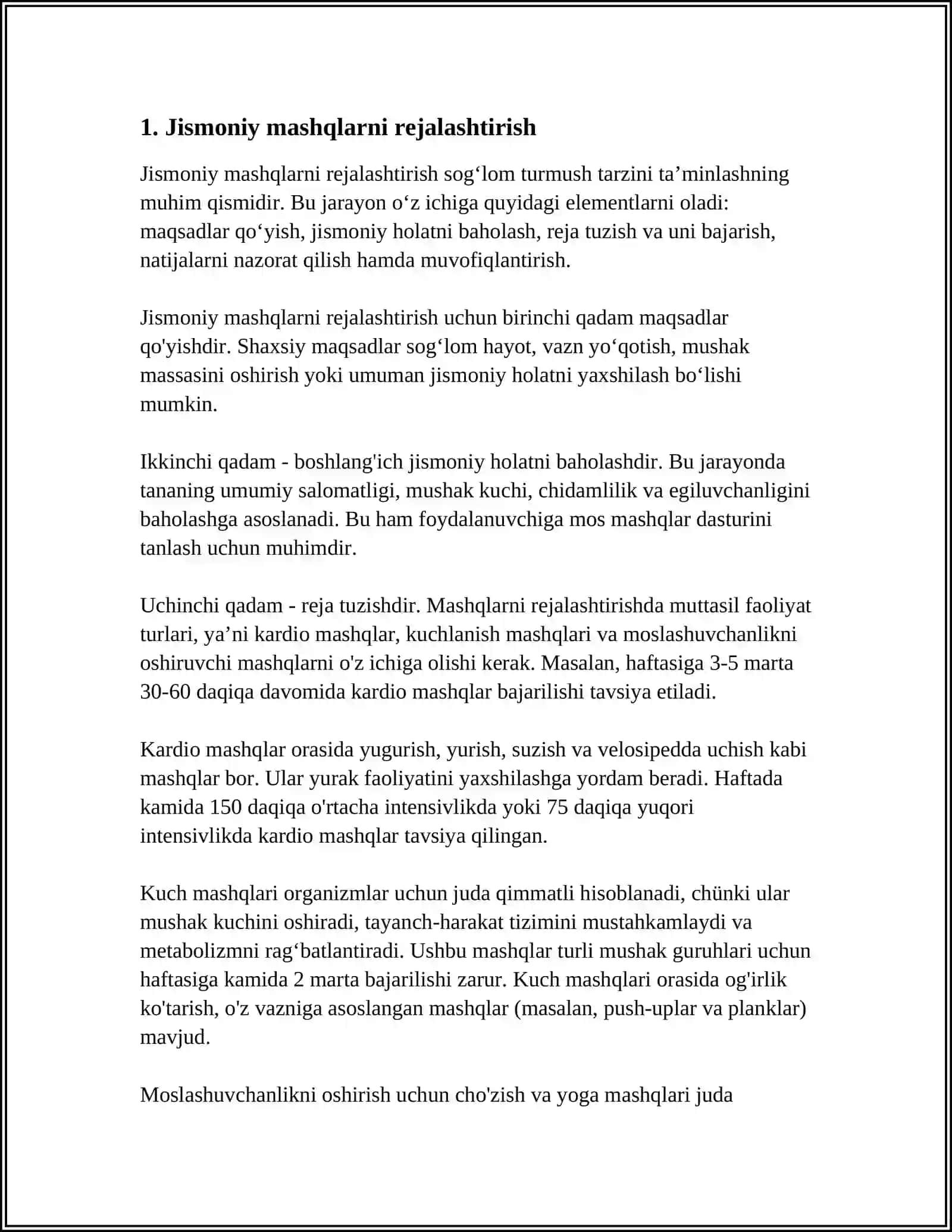 ERTALABKI BADAN TARBIYA MASHQLARI MAJMUASINI TUZISH 3