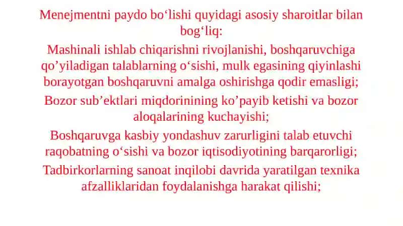 Menejment nazariyasining shakllanishi va rivojlanishi 3