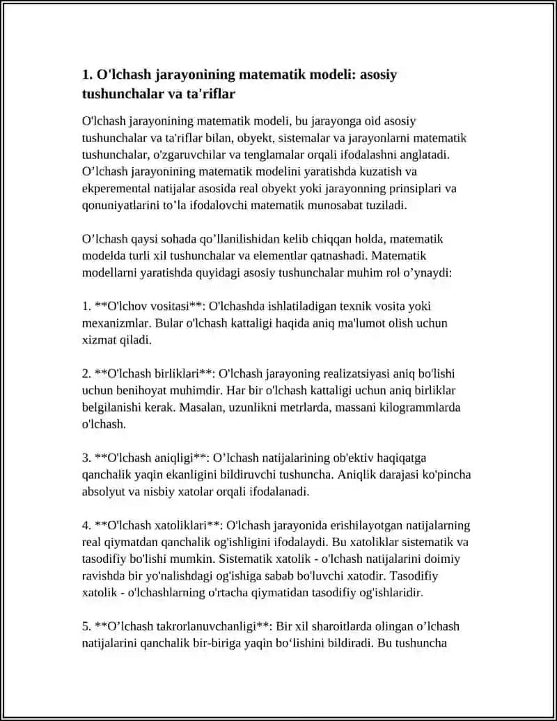 O'lchash jarayonining matematik modeli 3