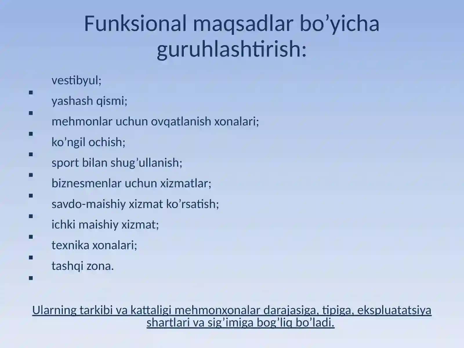 Mehmonxona xo’jaligining matеrial-tеxnikaviy bazasi 3