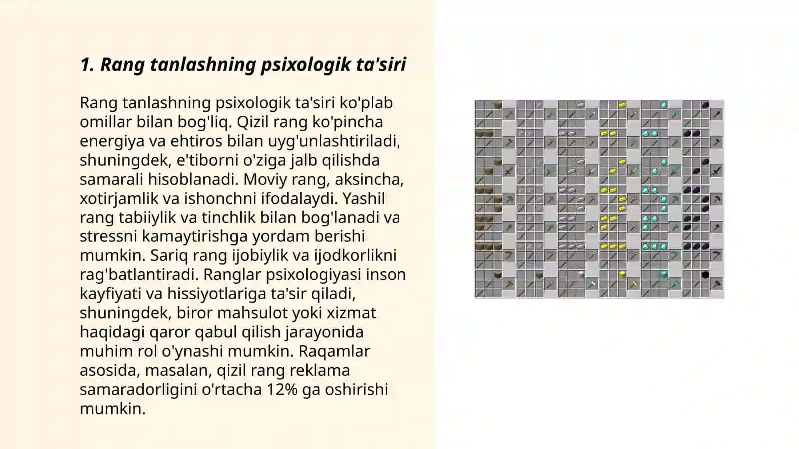 Kartalarni jihozlashda rang asosiy vosita 3