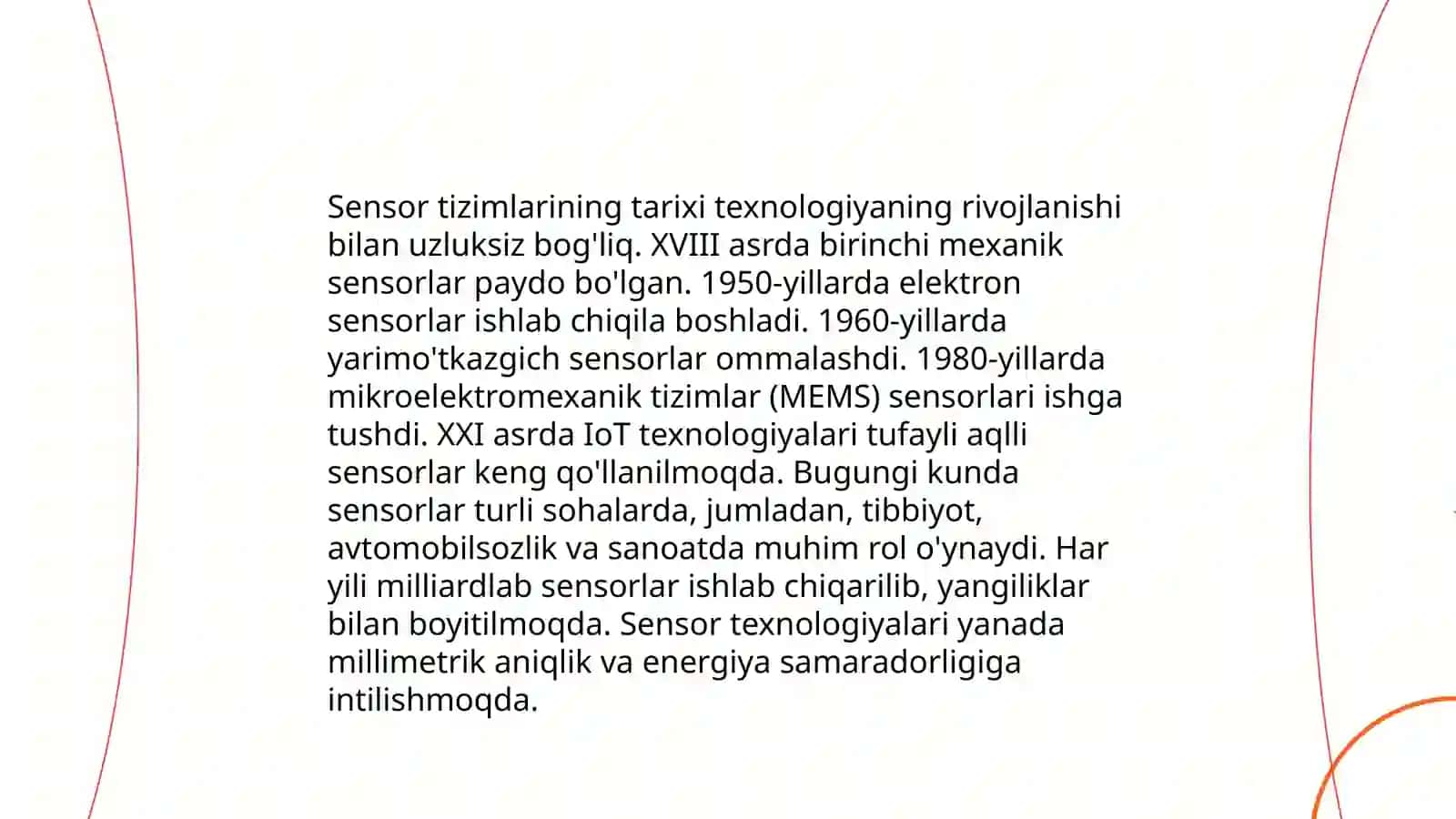 Sensor tizimini rivojlanishining xususiyatlari 3