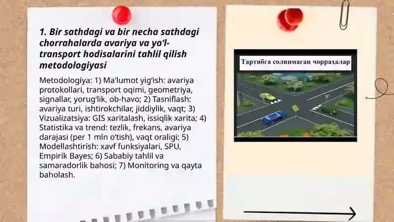 Avtomobil yoʻllaridagi bir va bir necha sathdagi chorrahalarda harakat xavfsizligini baholash 3