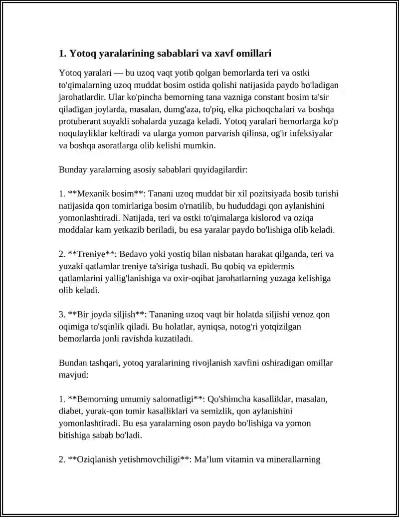 YOTOQ YARALARINI OLDINI OLISH 3