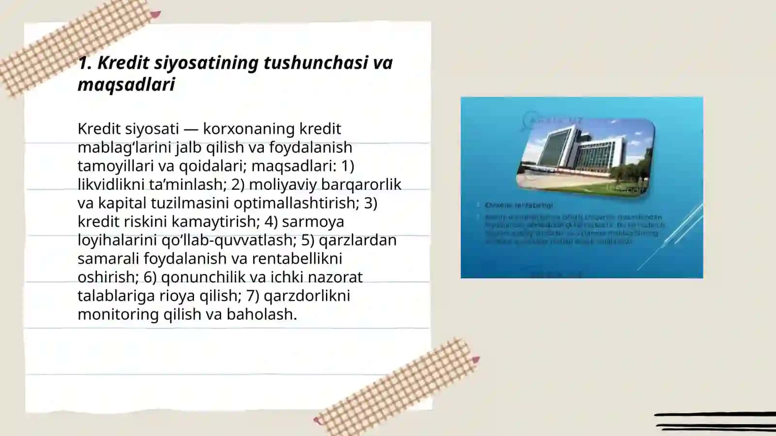 Korxonaning kridit siyosati 3