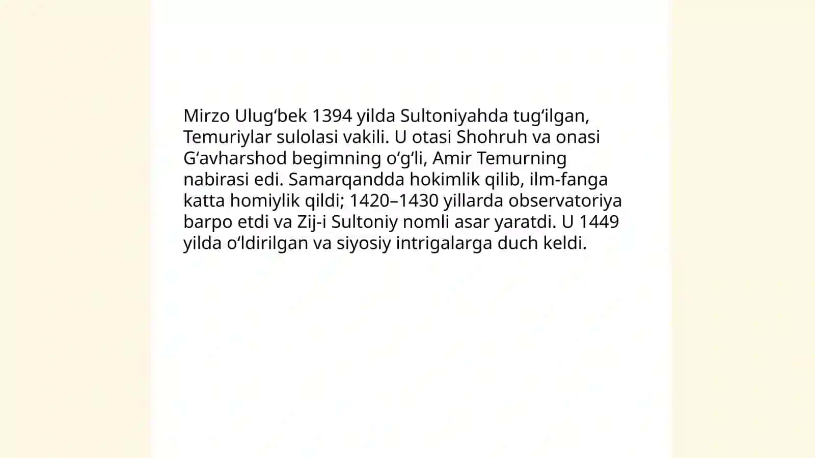 Mirzo Ulugʻbek hayoti va faoliyati 3