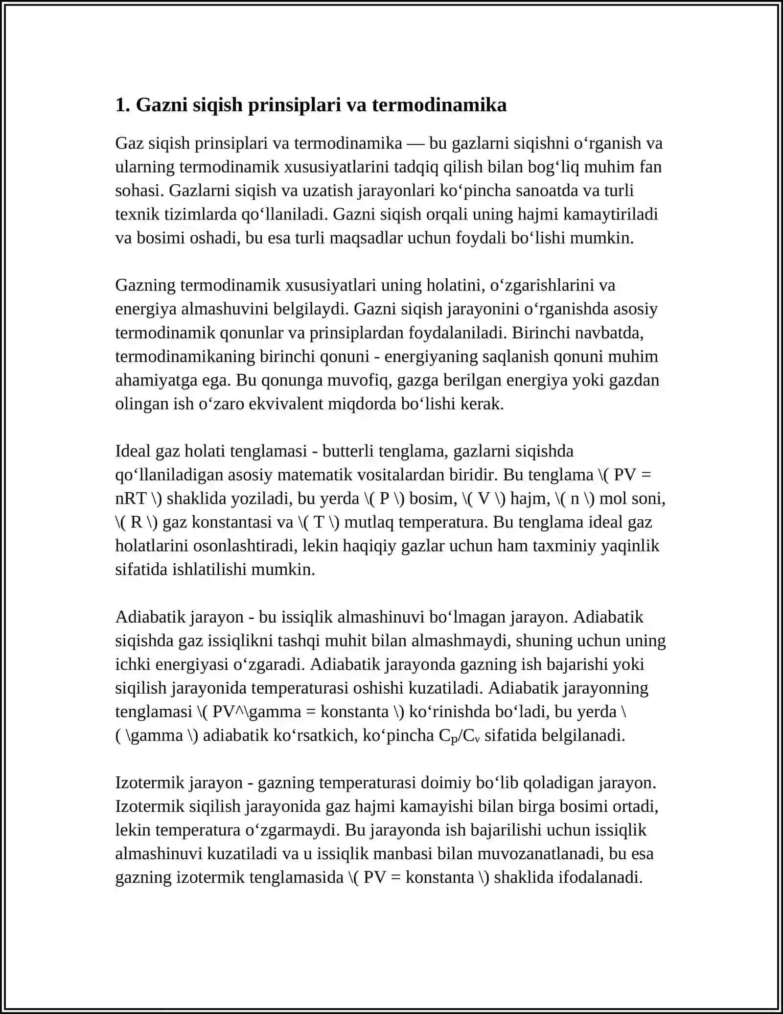 GAZLARNI SIQISH VA UZATISH 3
