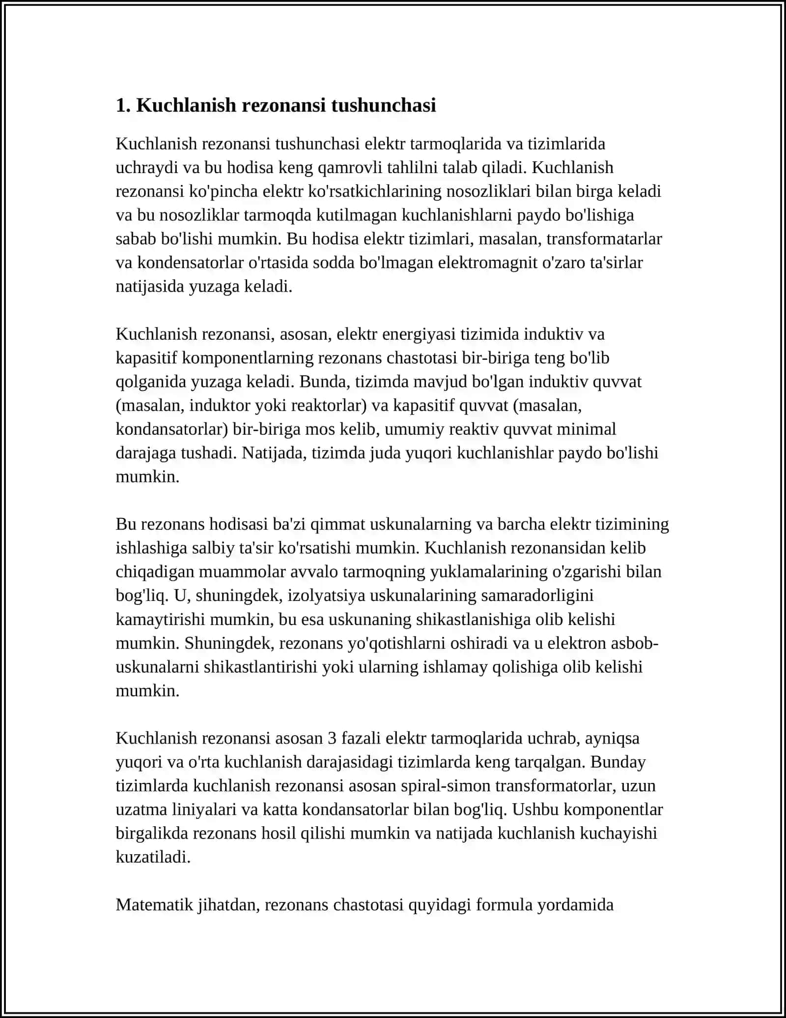 KUCHLANISH REZONANSI VA UNING QO‘LLANILISHI 3
