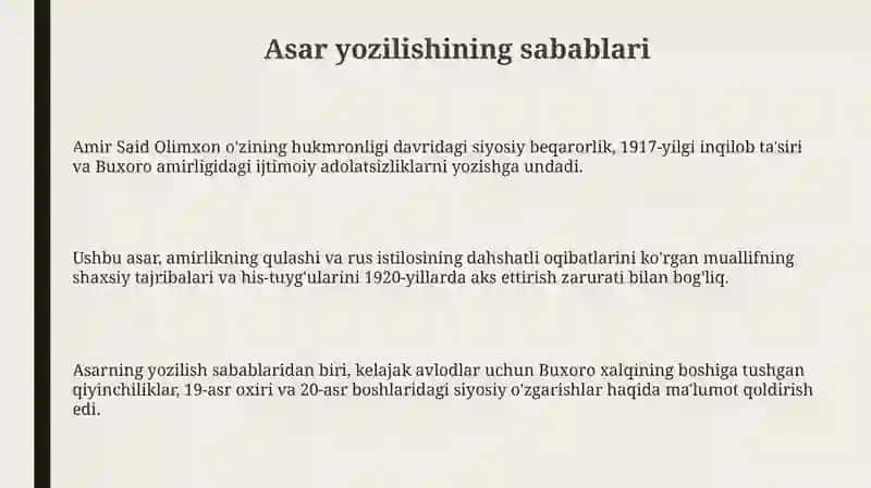 Buxoro xalqining qayg'uli tarixi 3