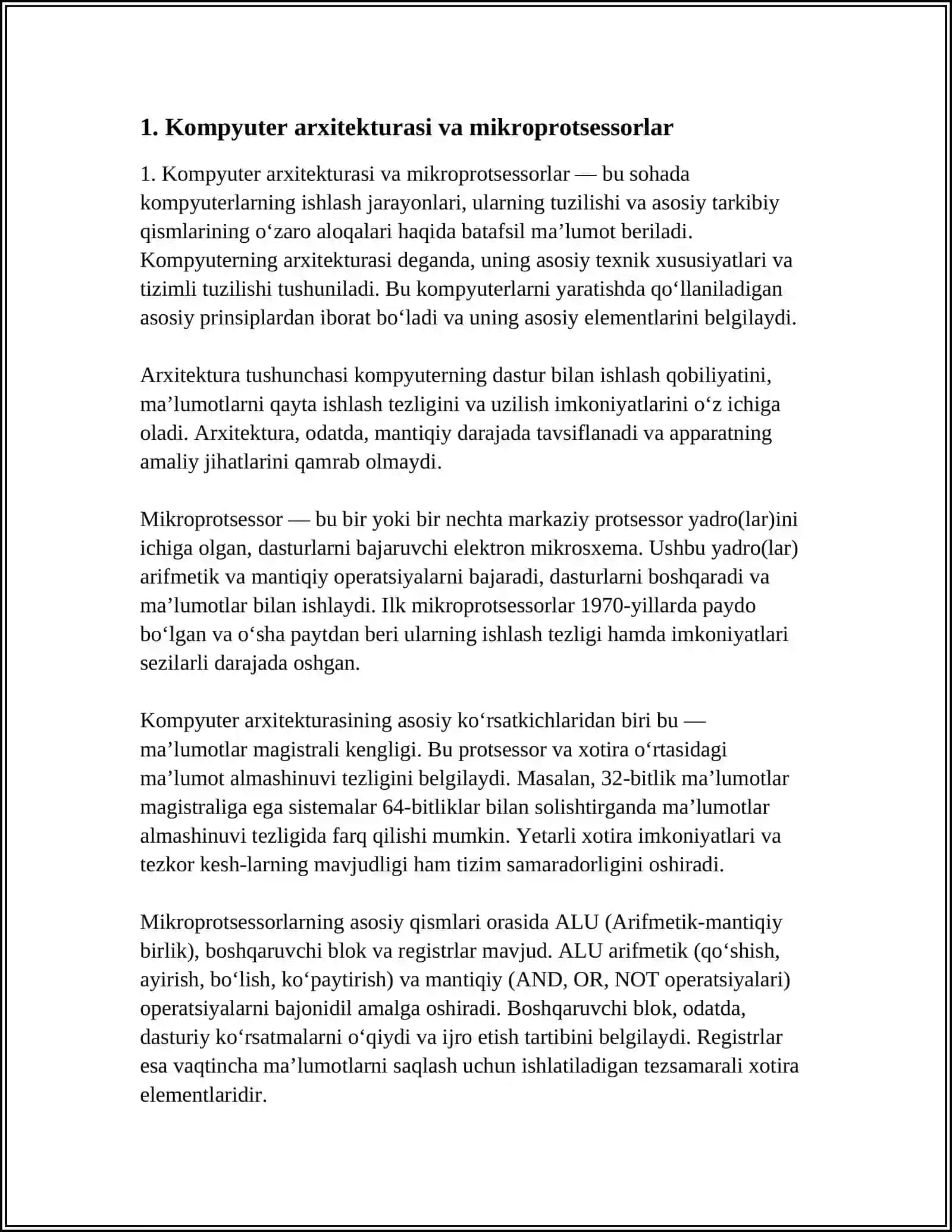 KOMPYUTERNING TEXNIK VA DASTURIY TA’LIMOTI 3