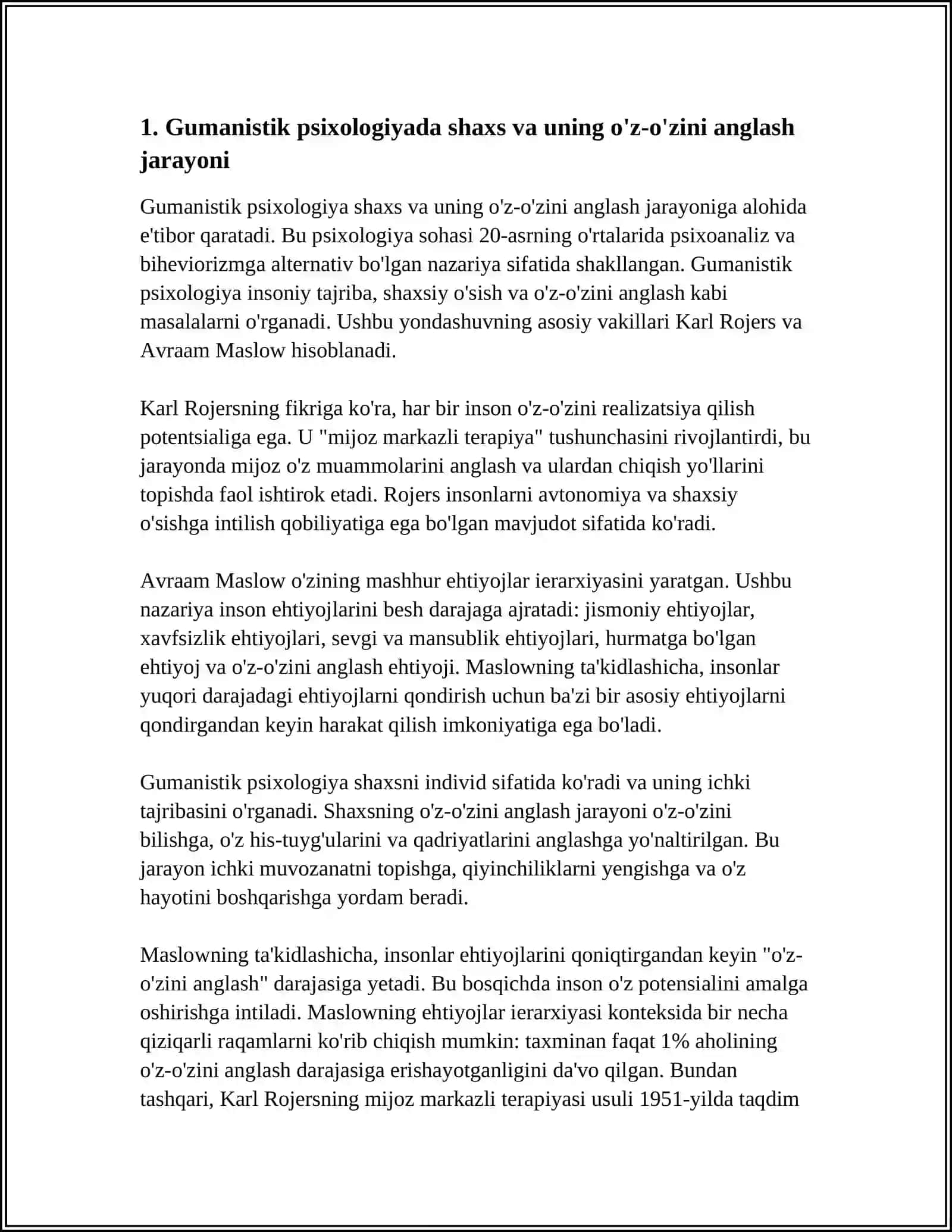 GUMANISTIK PSIXOLOGIYADA SHAXS 3