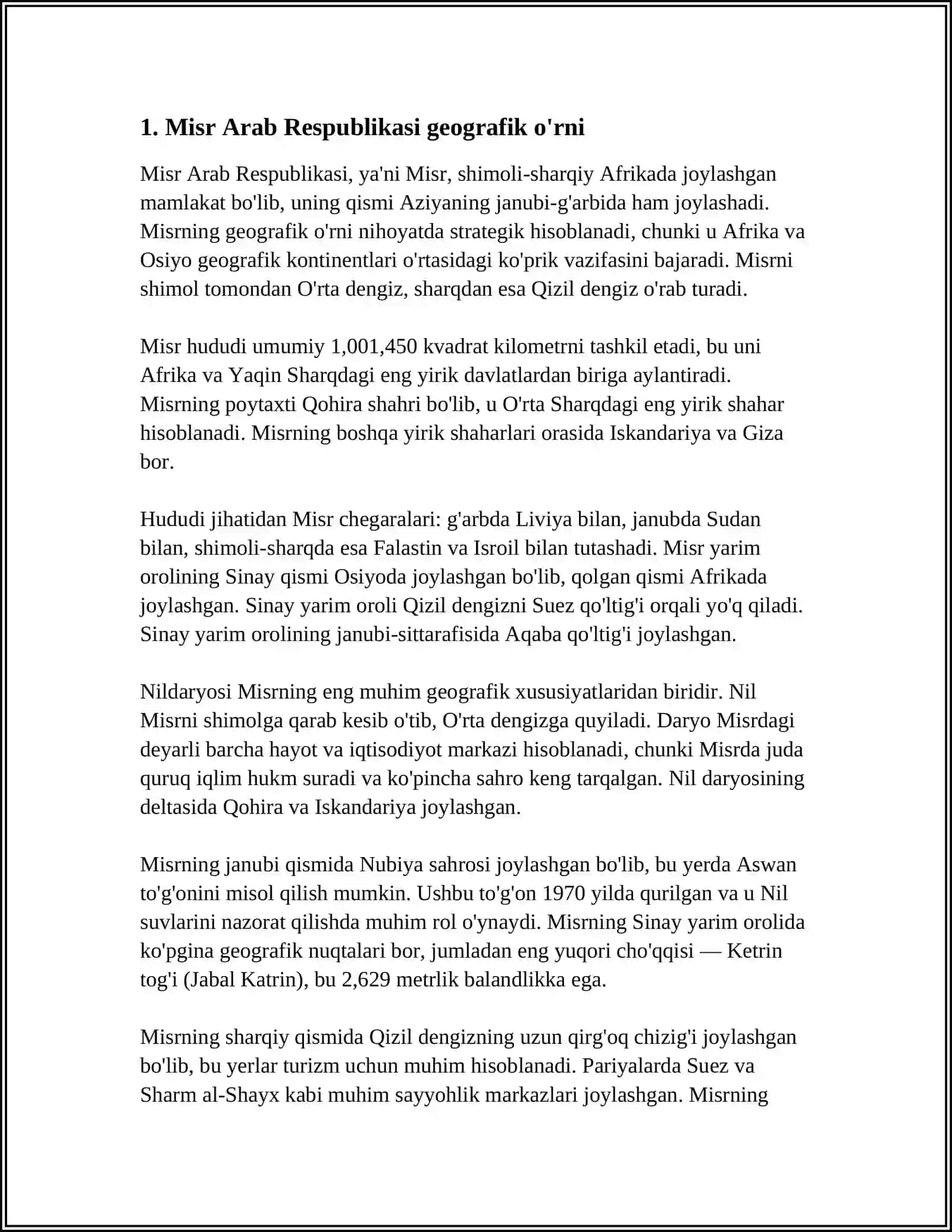 MUSTAQIL ISH Mavzu: MISR ARAB RESPUBLIKASI 3