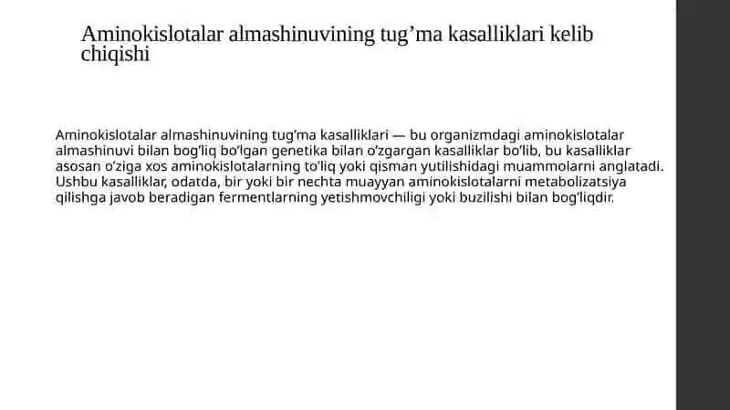 Aminokislotalar almashinuvi ning tug'ma kasalliklari 3