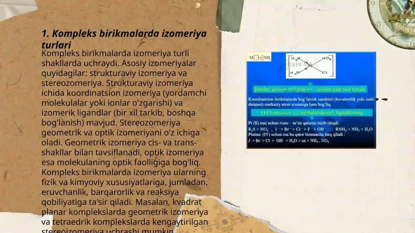 Kompleks birikmalarning izomeriyasi 3