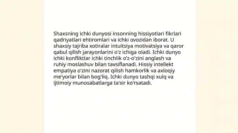 Shaxsning ichki dunyosi 3