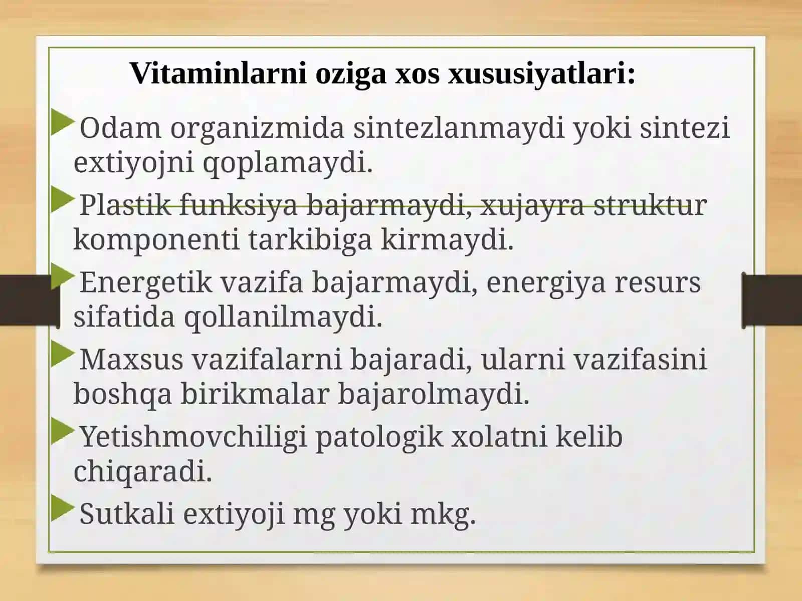 Vitaminlar, ularning organizmdagi funksiyalari, antivitaminlar 3