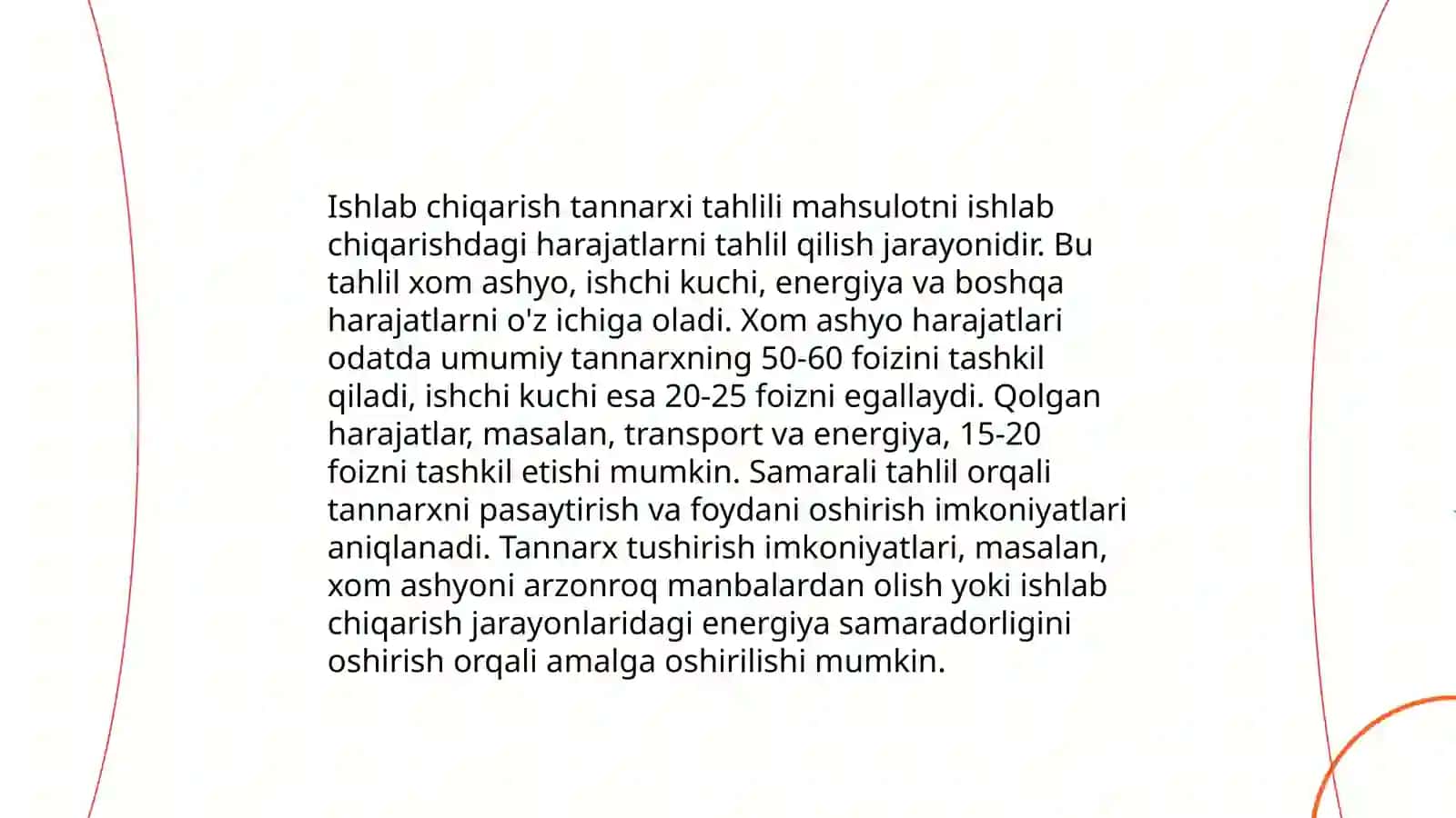Ishlab chiqarish tannarxi tahlili 3