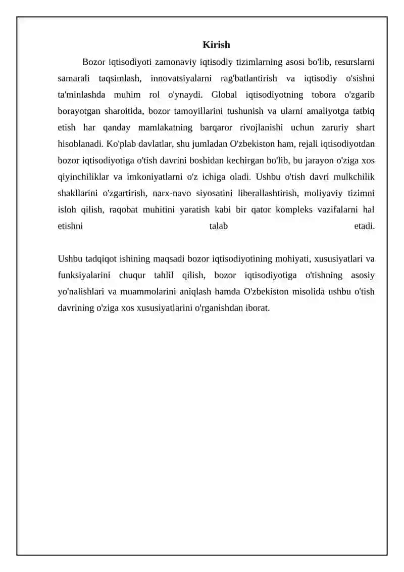 Bozor iqtisodiyotiga o'tishning o'ziga xos xususiyatlari va istiqbollari 3