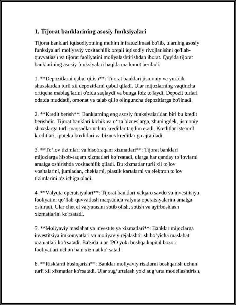 TIJORAT BANKLARINING OPERATSIYALARI 3