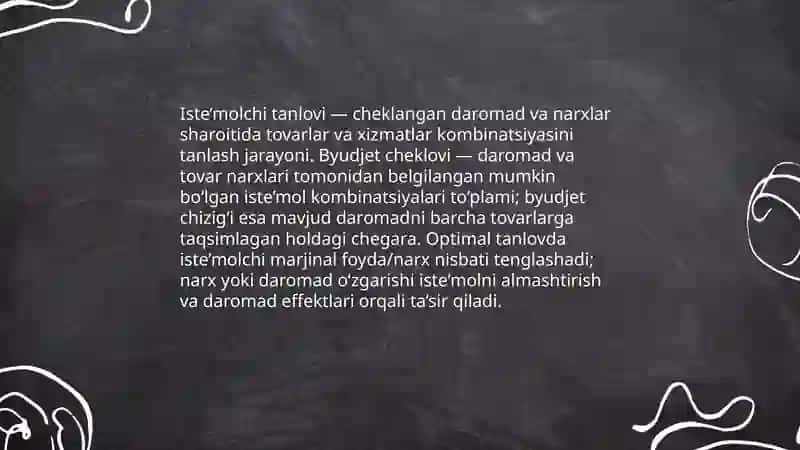 Iste’molchi tanlovi va byudjet cheklanganligi 3