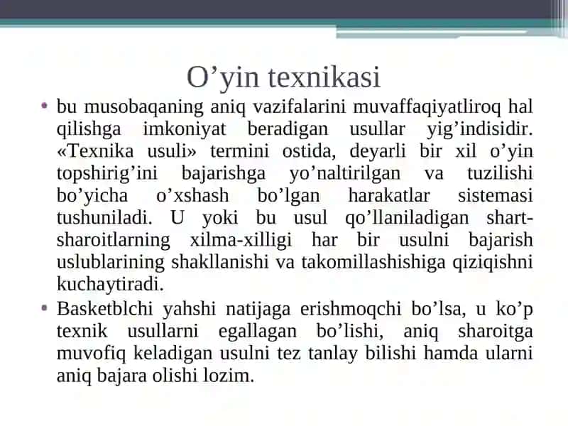 Basketbol o’yin texnikasi asoslari 3