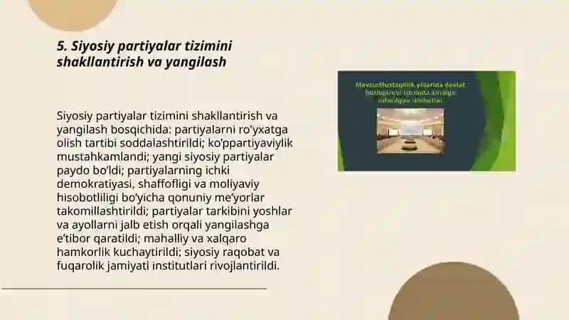 Oʻzbekiston amalga oshirilgan siyosiy islohotlarning bosqichlari 3