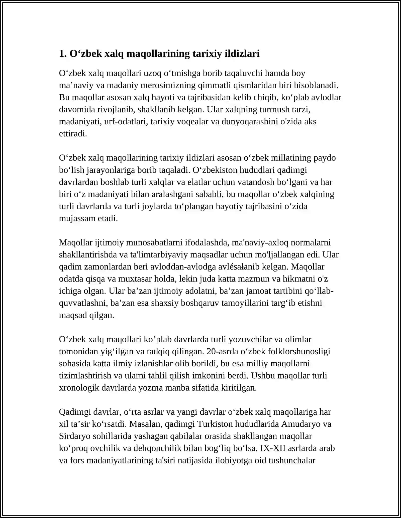 Oʻzbek Xalq Maqollarini Tahlil Qilish 3
