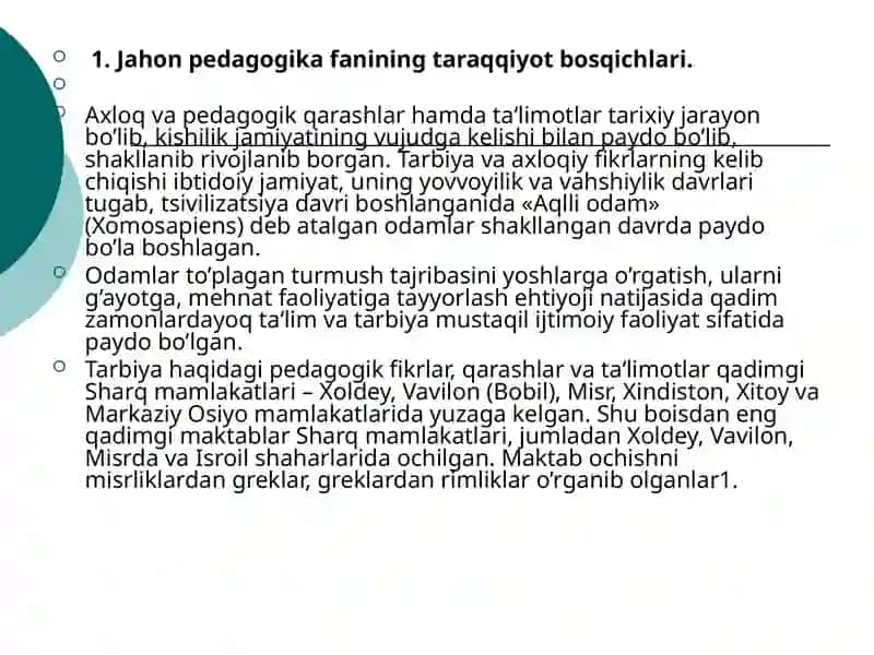 Jahon pedagogika fanining rivojlanish tarixi 3