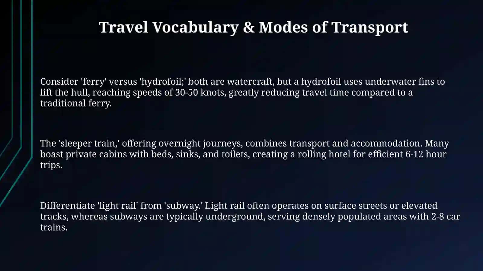 Journeys. Travel and transport. Make-up role plays 3