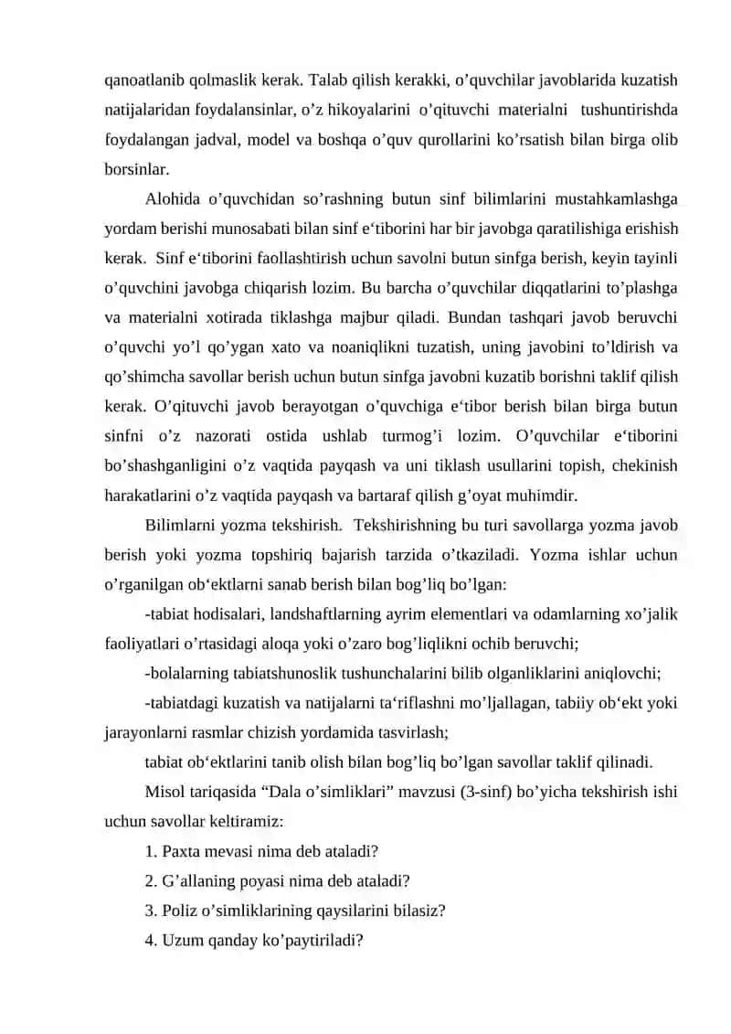 Tabiatshunoslik fanini tekshirish 3